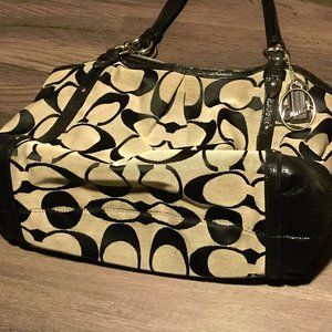 Coach Alexandra Chain Black And Gray Canvas Tote